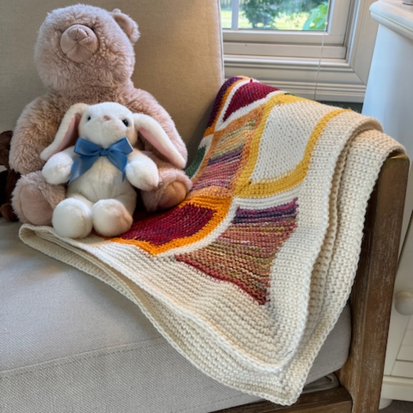 Beautiful handmade knitted blanke made with recycled yarns - Picture 1 of 7
